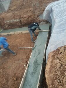 Footings with concrete