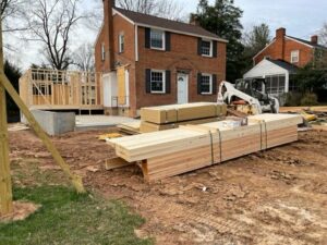 Framing the walls of the room addition