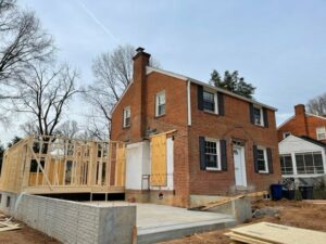 Framing the walls of the room addition