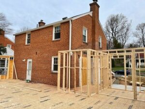 Framing the walls of the room addition