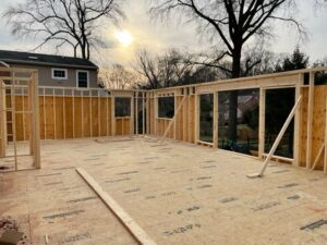 Framing the walls of the room addition