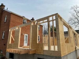 Framing the walls of the room addition