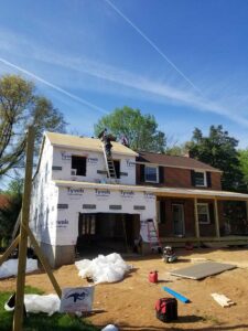 Completing the framing of the room addition - Front Exterior