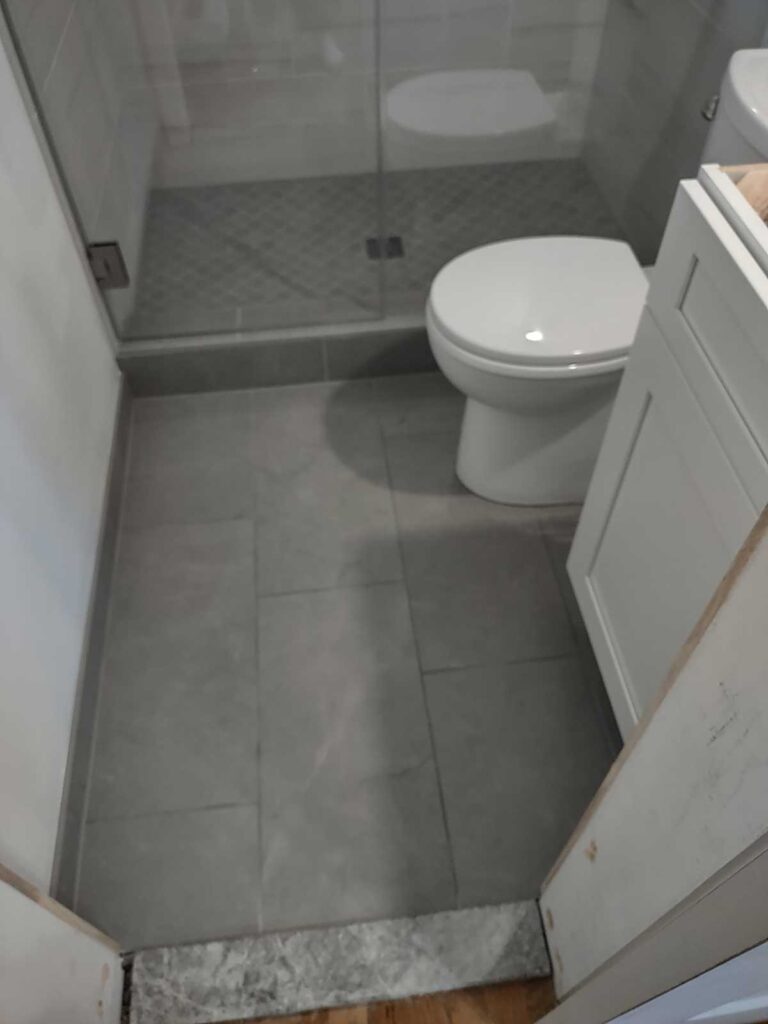 kings park queen remodel in progress bathroom installation
