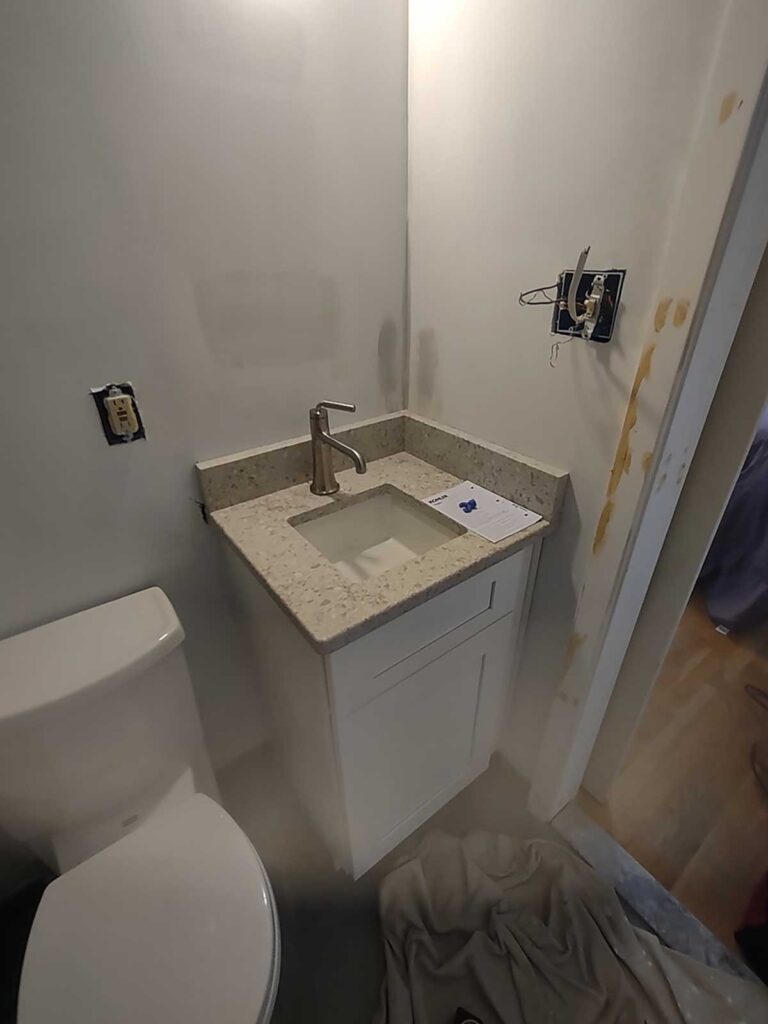 kings park queen remodel in progress bathroom installation