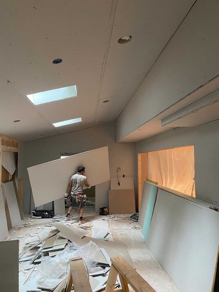 kings park queen remodel in progress drywall installation