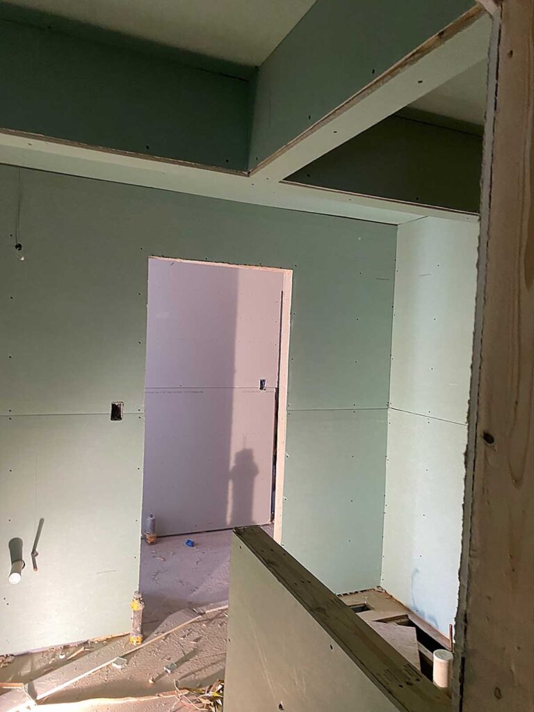 kings park queen remodel in progress drywall installation