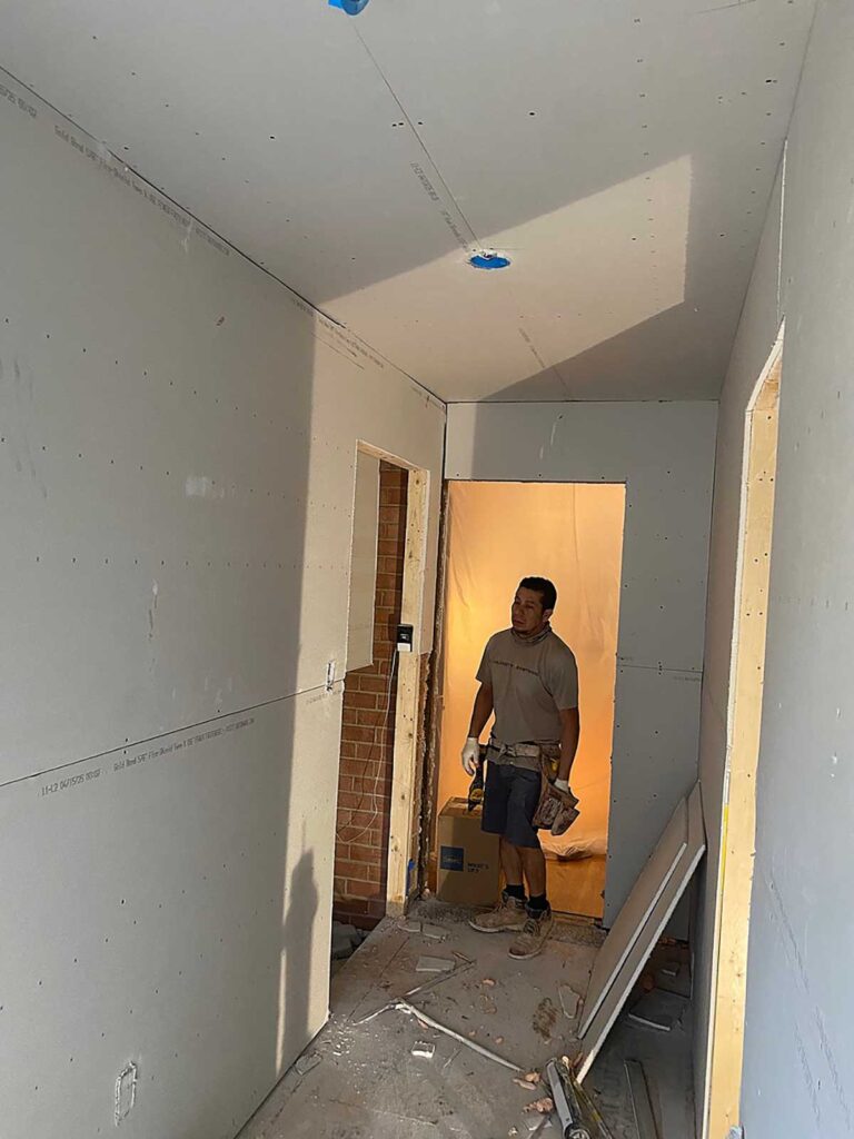 kings park queen remodel in progress drywall installation