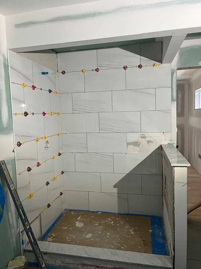 kings park queen remodel in progress tiled shower
