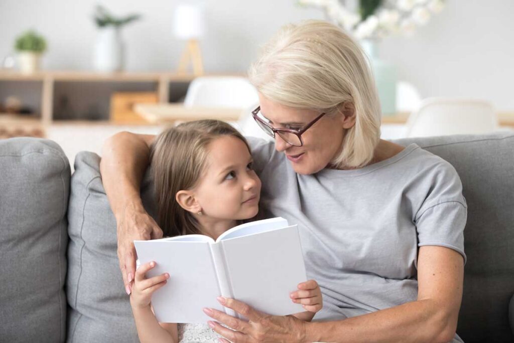 grandmother reading to child