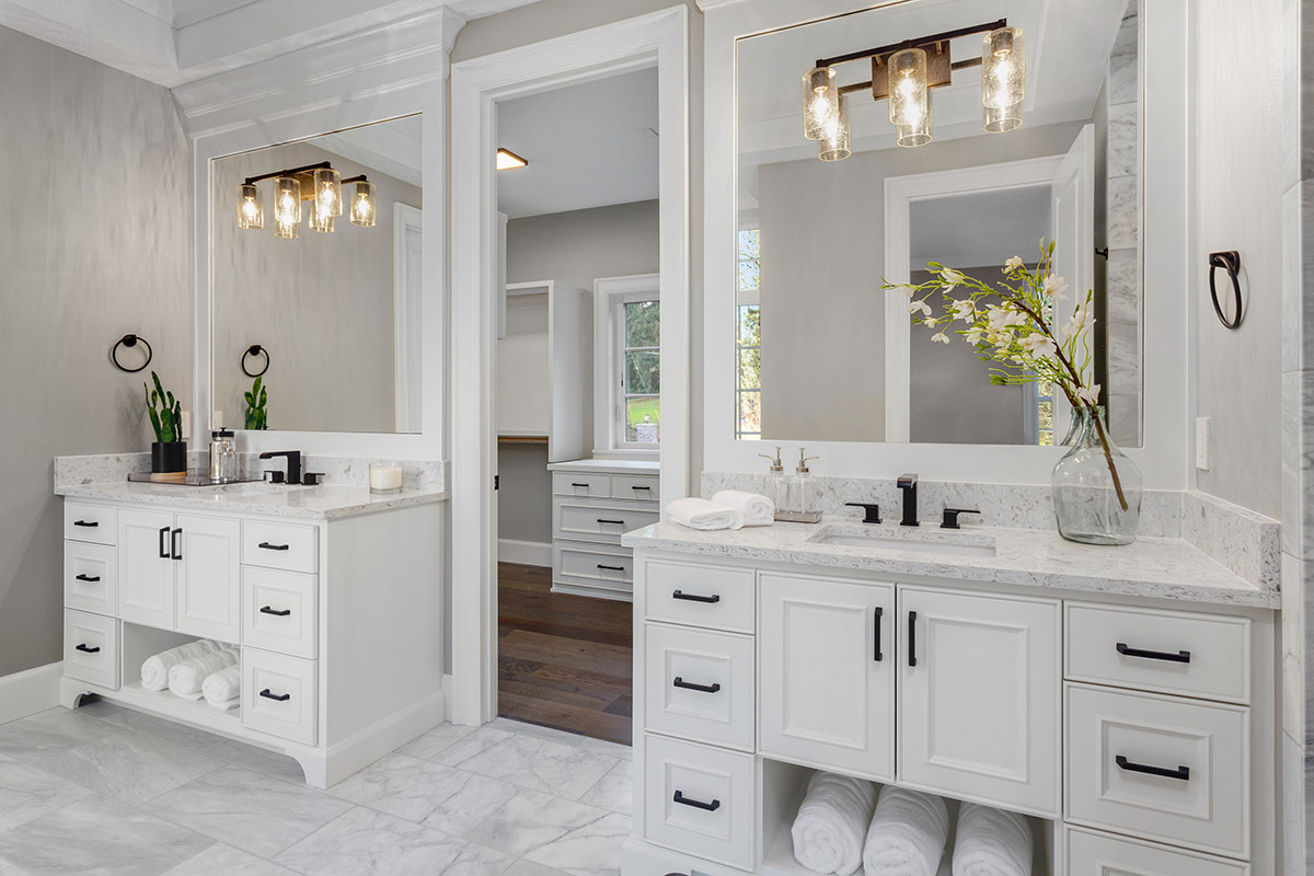 Schroeder Design Basement Bathroom Remodel Cabinets and Storage